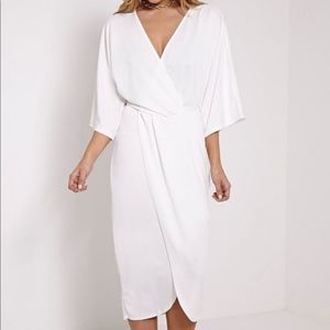 Pretty Little Thing White Kimono Sleeve Midi Dress